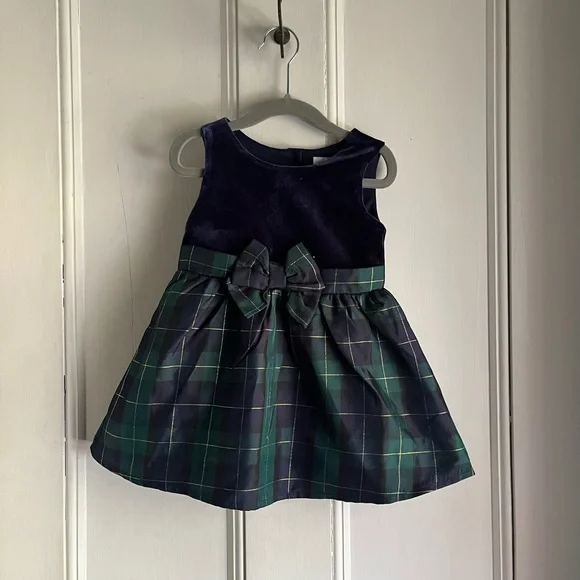 slim fit dress slacks Blackwatch Plaid Smocked Waist Dress (Toddler/Little Kid/Big Kid) main image 1